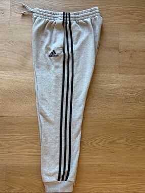adidas Gray Jogger Sweatpants with Black Stripes